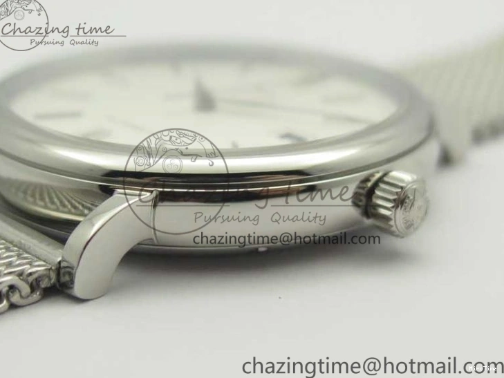 MIROTIME 0414 Portofino Automatic SS MKF 1:1 Best Edition White Dial On SS Mesh Bracelet A2892 V TechFriendly 7205